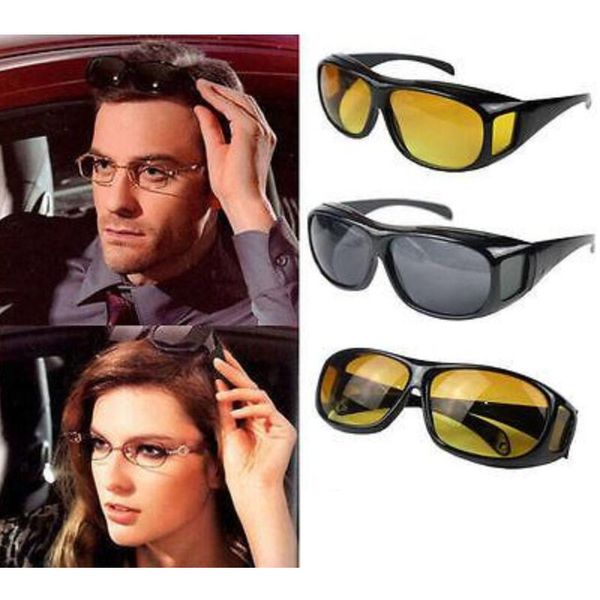 

hd night vision driving sunglasses men yellow lens over wrap around glasses dark drive protective goggles anti glare, White;black