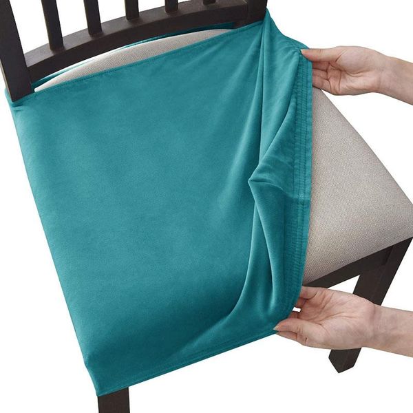 

velvet chair seat covers removable washable anti-dust stretch spandex dining room upholstered slipcovers