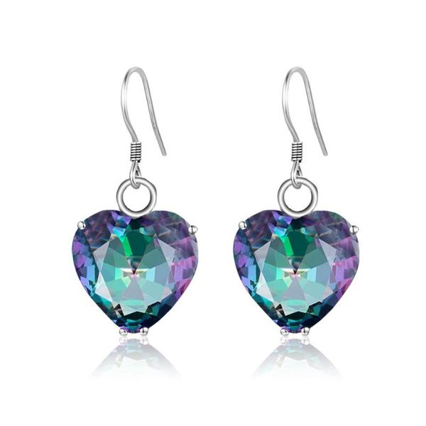 

other genuine rainbow mystic z drop earrings heart shape 925 sterling silver for women gemstones earing fine jewellery, Golden;silver