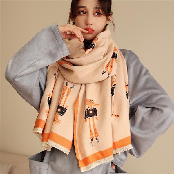 

scarves luxury print animal thick scarf hijab women cashmere pashmina blanket design headkerchief bufana travel warm winter foulard 2021, Blue;gray
