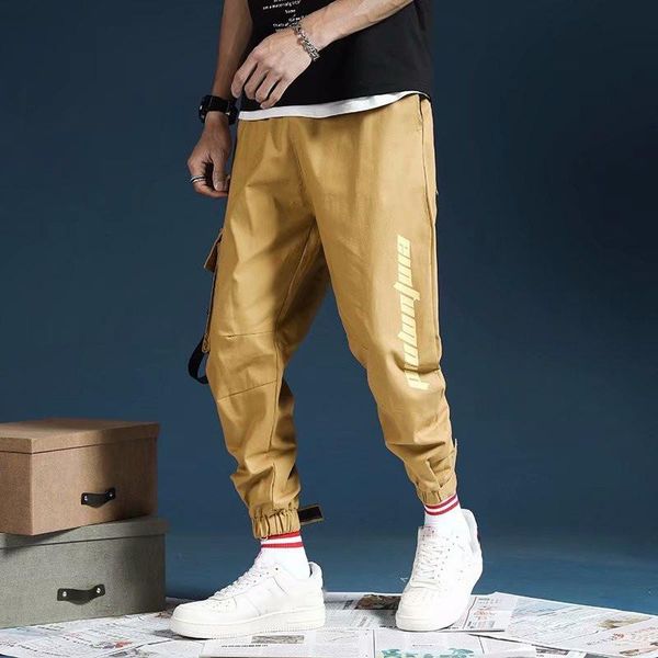 

men's pants mens fashion high street letter printing elastic waist harem trousers hip hop casual attire harajuku sweatpants, Black