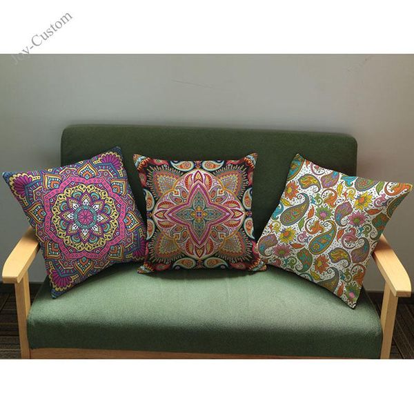 

cushion/decorative pillow colorful geometric paisley flowers patterns linen cases national style household sofa decorative cushion cover