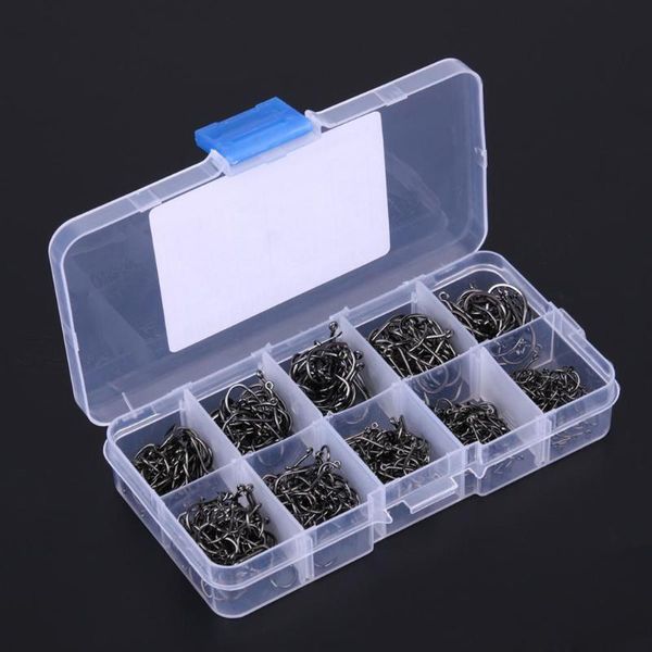 

500pcs carbon steel saltwater fishing hooks 3-12# mixed size barbed fish flat / jig head bait fishhooks
