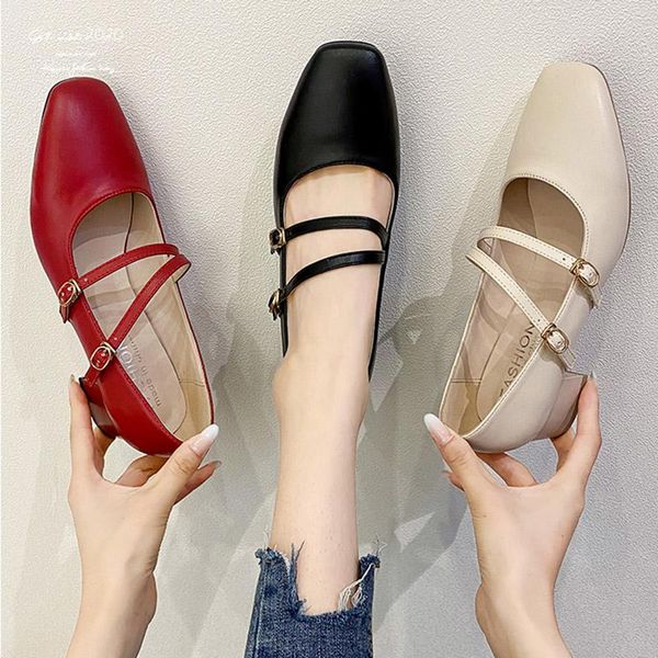 

big size 41 42 women mary janes shoes mid heeled dress square toe pumps black office lady red zapatos mujer 8833c