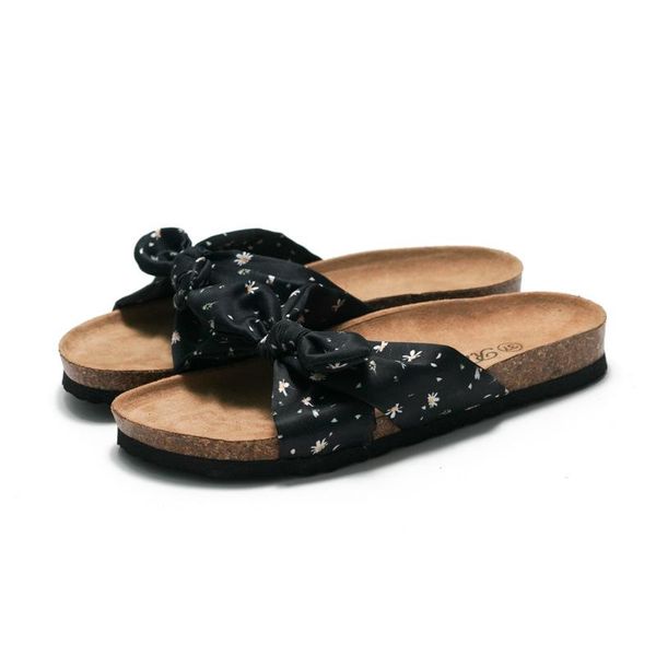 

sandals women fashion bow-knot slippers summer shoes bohemia beach outdoor foot wear casual slides, Black