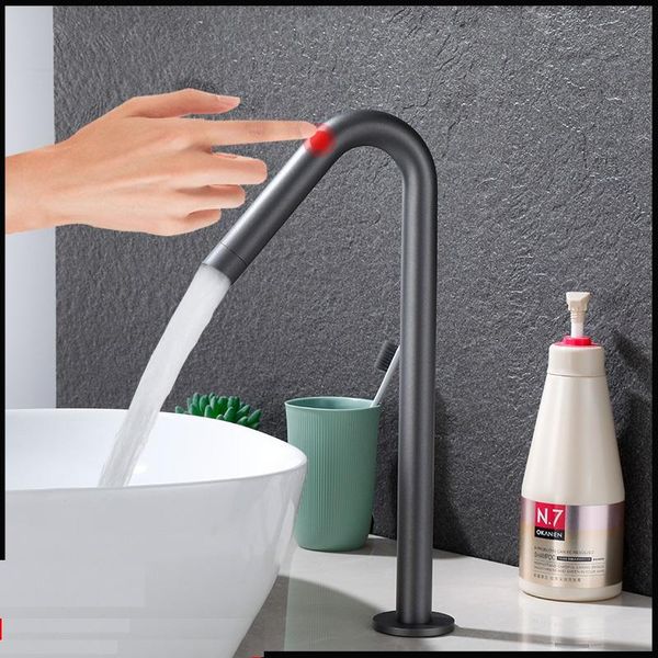 

bathroom sink faucets mttuzk deck mounted all copper smart touch sensor faucet rose gold gun gray basin tap dc6v