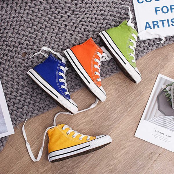 

spring autumn high sneakers girl child shoes 13 colors toddler boy sneakers baby kids canvas star sneakers shoes for kids y0809, Black;red