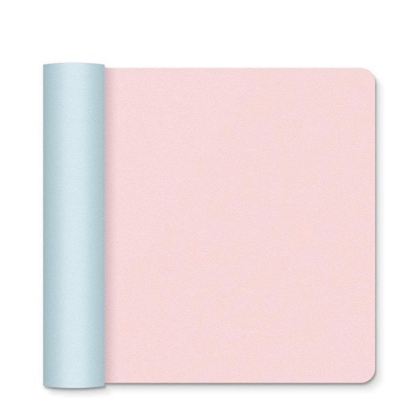 

mouse pads & wrist rests large desk pad pad, 36 inch x 17 pu leather blotter, dual-side use (blue/pink)