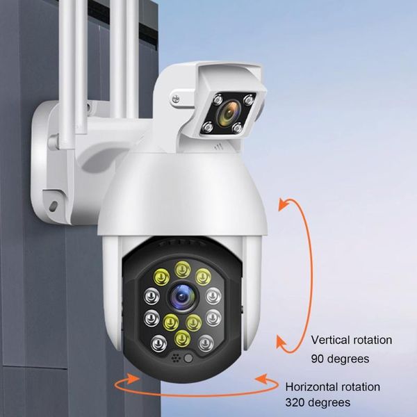 

smart ip camera night vision motion tracking dual lens audio dome outdoor monitor cctv surveillance cameras