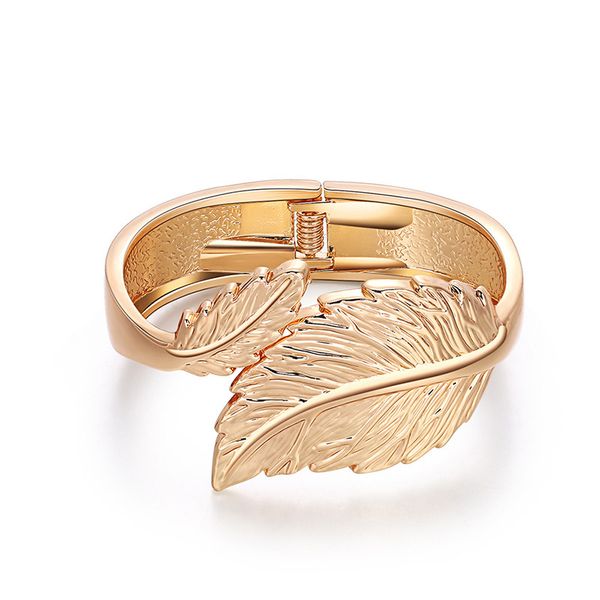 

night market fashion bracelet extremely simple wind exaggerated bright leaf wide edge open bracelet, Black