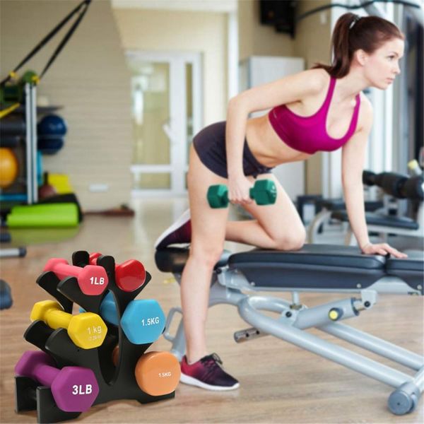 

weight lifting dumbbell tree rack stand 3 layer holder bracket home exercise tools storage shelf accessories