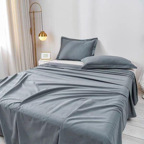 

sheets & sets bed sheet 1pcs 100% pure cotton winter thick warm brushed high-end single double solid color mattress