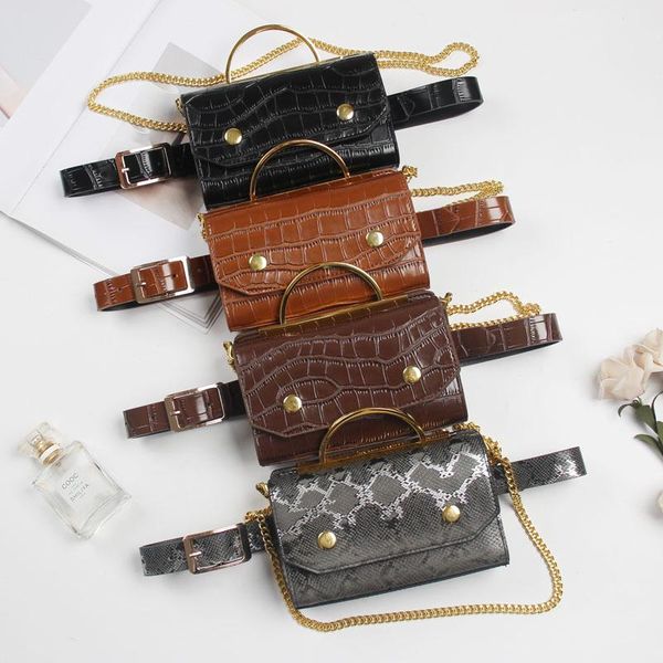 

alligator pattern pu waist packs for women fashion handbag chain messenger bag leather belt with phone purse bags