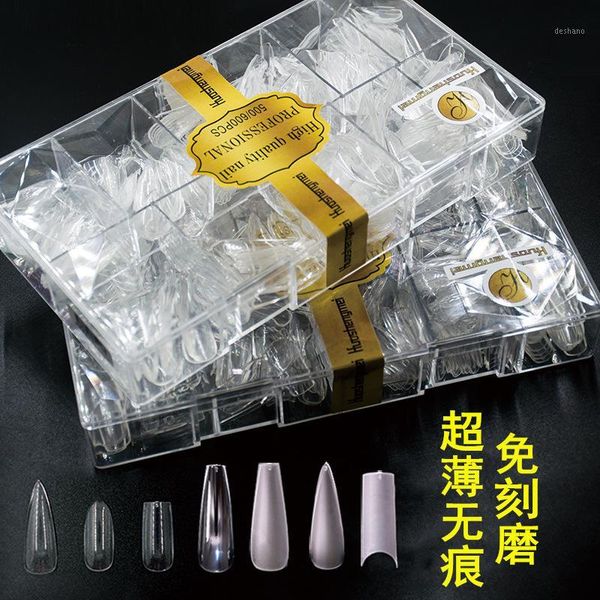 

nail tip zhang shui di trapezoid c arc all semi-dual purpose hole-carved grinding ultra-thin fold seemless 500 pcs salons1, Red;gold