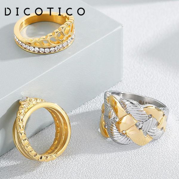 

cluster rings stainless steel metal anillos mujer women for ring cubic zircon wedding bague jewelry accessories 2021, Golden;silver