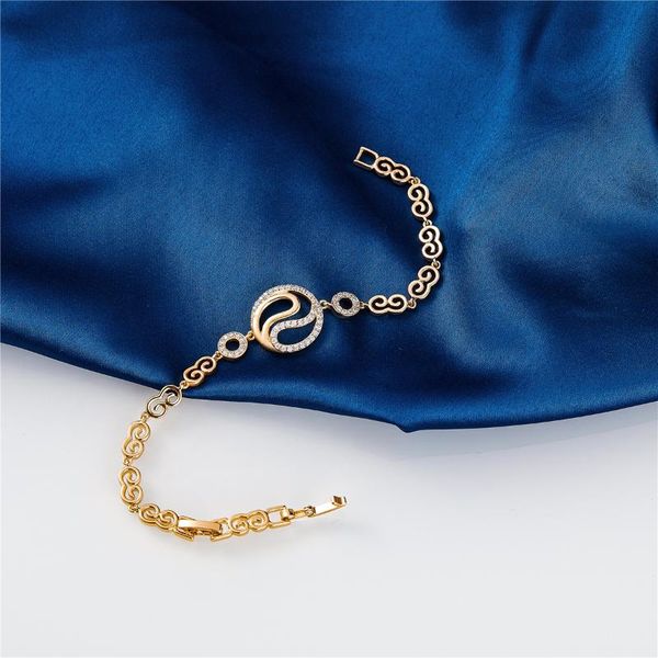 

link, chain 2021 feb women cloud pattern vintage wedding jewelry 19cm simple true white gold link bracelet flower copper, Black