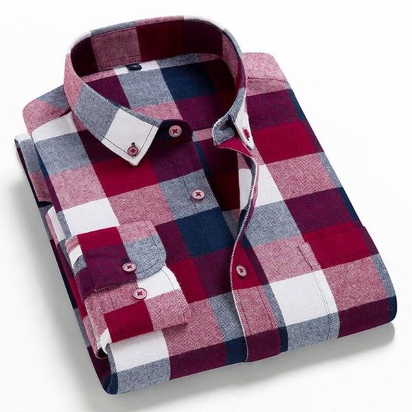 

men's casual shirts 2021 spring autumn 100% cotton male long sleeve shirt warm man clothes flannel plaid men plus size 3xl 4xl, White;black