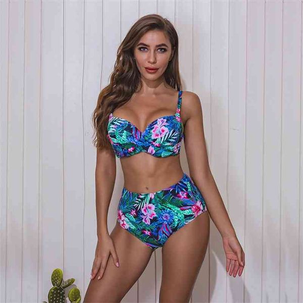 Sexy Plus Size Bikini Push Up Badeanzug Bademode Frauen Hohe Taille Bikinis Set Beachwear Badeanzug Biquini Party XXXL 210621