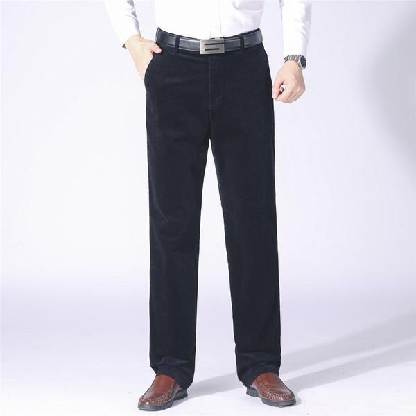 

autumn and winter corduroy retro men's casual pants fashion high waist thickened long straight-leg slim trousers, Black
