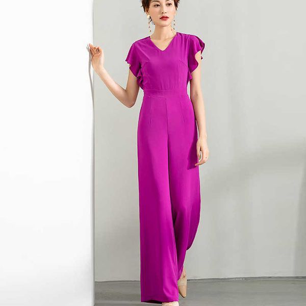 

jumpsuit women summer elegant high street chiffon v-neck party wide leg plus size jumpsuits rompers 3xl 4xl women clothes 210625, Black;white