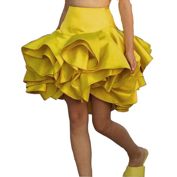 

skirts 2021 mini women's lovely custom made tiered ruffle formal prom skirt knee-length, Black