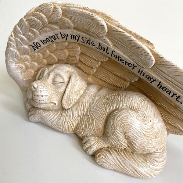 

cute resin dog sleeping warm in angel wing pet statue decoration for bedroom living room ornament pldi889 decorative objects & figurines