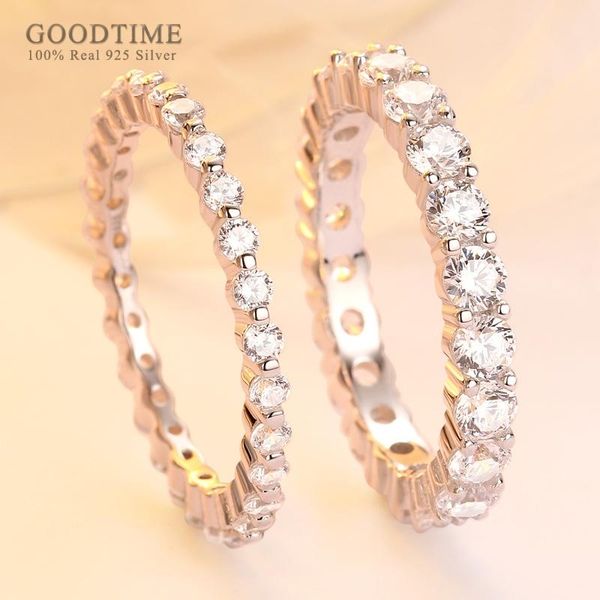 

cluster rings luxury 925 sterling silver ring for women fashion wedding zircon round rhinestone engagement jewelry girl bride, Golden;silver