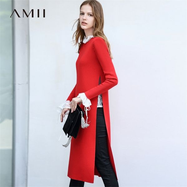 

knitted dress autumn women loose lace round neck female retro dresses 11830106 210527, Black;gray