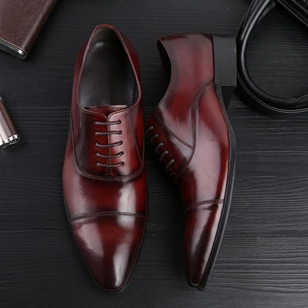 

dress shoes heinrich men genuine leather design oxfords arrival pointed toe chaussure homme, Black