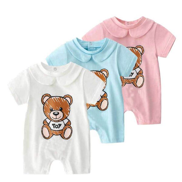 Sommer Mode Druck Neugeborenen Baby Kleidung Baumwolle Rundhals Kurzarm Kleinkind Baby Junge Mädchen Strampler 0-24 monate