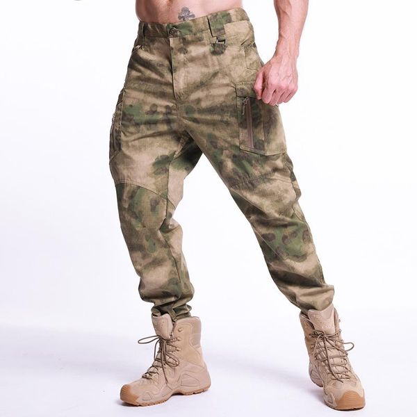 

camouflage tactical pants men rip-swaterproof military swat army combat cargo pockets camo work trousers 5xl men's, Black