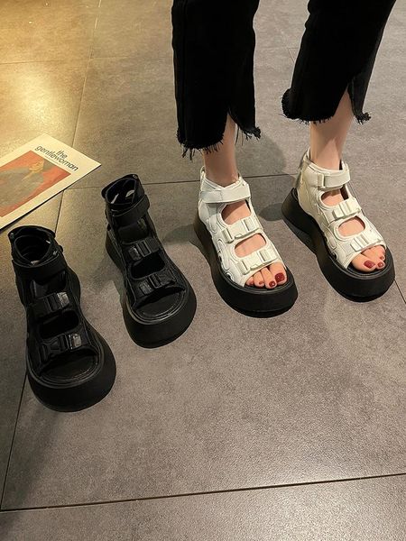 

sandals roman style fashion casual platform ladies sports summer college non-slip wear-resistant shoes., Black
