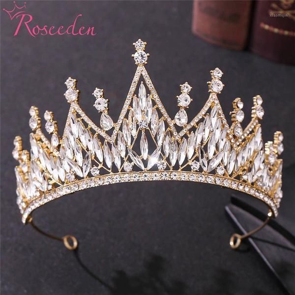 

hair clips & barrettes classic silver plated crystal bridal tiaras crown rhinestone pageant diadem wedding accessories re4224, Golden;silver