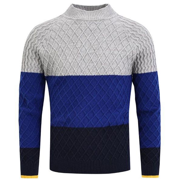

men's sweaters luclesam winter men warm three color stitching knitted sweater mens casual thicken pullover blusa masculina inverno, White;black