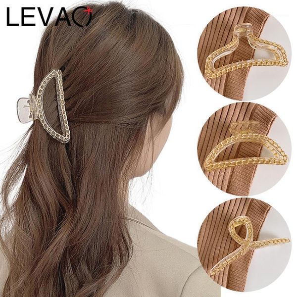 

levao women hair clip acrylic hairpins cross transparent crab girls make up washing tool accessories decoration1