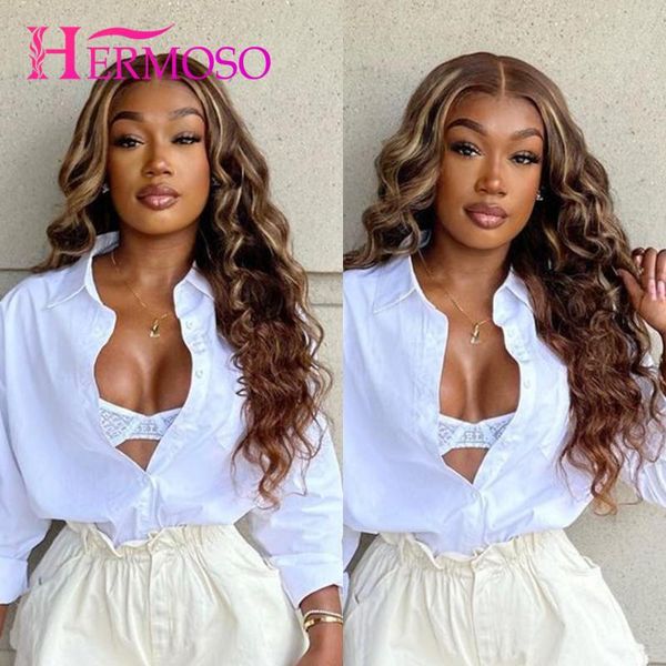 

lace wigs hd transparent 13x4 front for women 180% brazilian loose deep wave wig highlight color human hair, Black;brown