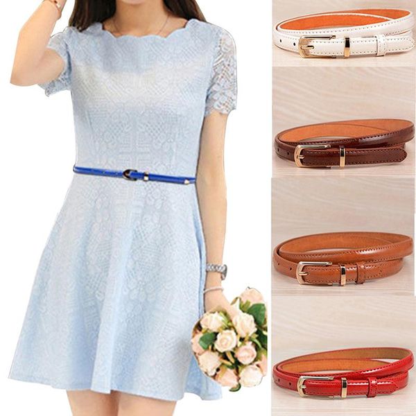 

belts 1pc 100cm exquisite dress waist belt ladies women solid color thin pu fashion wild, Black;brown