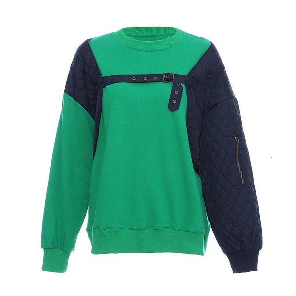 

women's hoodies & sweatshirts [ewq] loose fit contrast color sweatshirt o neck long sleeve women big size fashion tide spring 2021 autu, Black