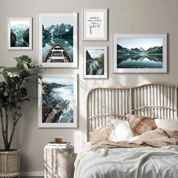 

paintings forest mountain lake famous scenery poster nordic posters and prints nature landscape wall art painting living room home decor