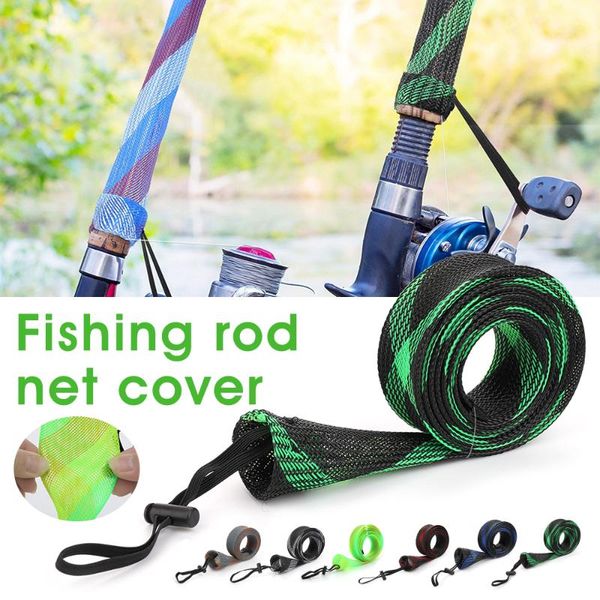 

fishing rod mesh cover braided 1.7m nylon portable sleeve accessories