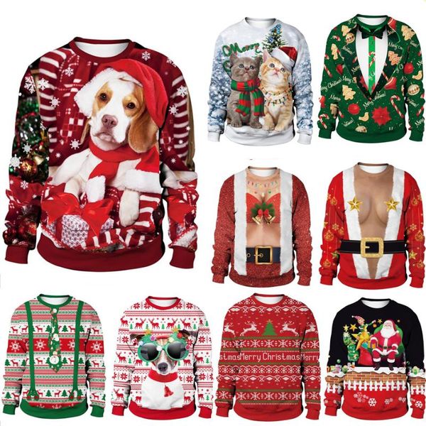 

men's sweaters men women ugly christmas sweater dog pullover funny xmas jumpers couple autumn holiday party crew neck sweatshirt, White;black