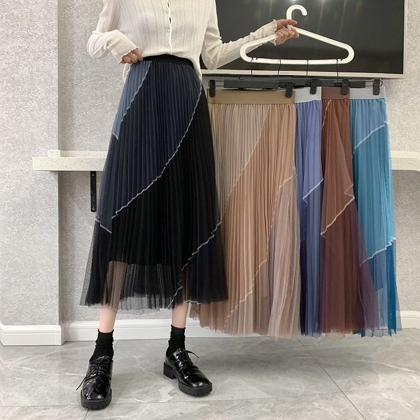 

skirts 2021 spring female summer long crocheted korean style dress skirts plied stylish harajuku skirt feminine, Black