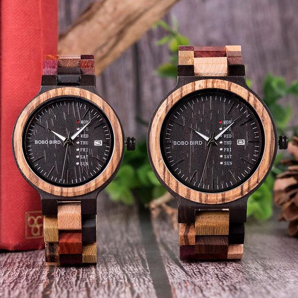 

wristwatches bobo bird wood men watch couple watches men's show date ladies lover's wristwatch quartz male gift in box, Slivery;brown