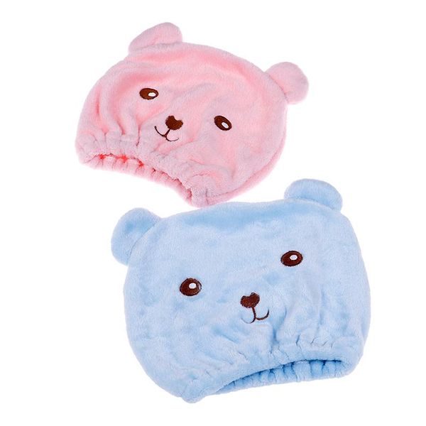 

shower caps 1pc microfiber bath hats cute bear cap hair wrapped towelsdry quickly dry accessories blue pink