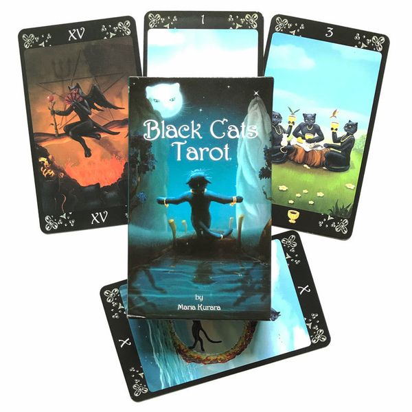 

78card black cats tarot card oracles cards for fate divination board game and a variety of options games individual
