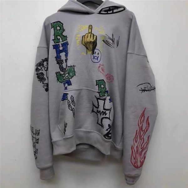 

men's hoodies & sweatshirts 2021fw hoodie men women 1:1 high-quality multiple graphic graffiti hooded oversize pullovers, Black