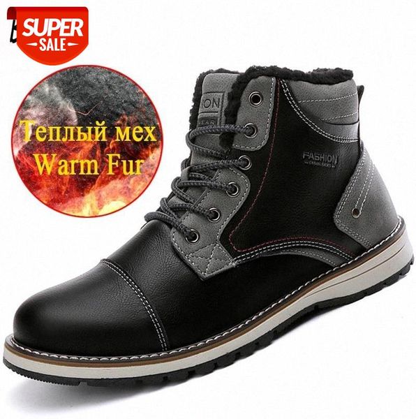 

new winter men's boots thick warm men's snow boots brand sneakers waterproof lace-up man ankle outdoor motorcycle #sw1p