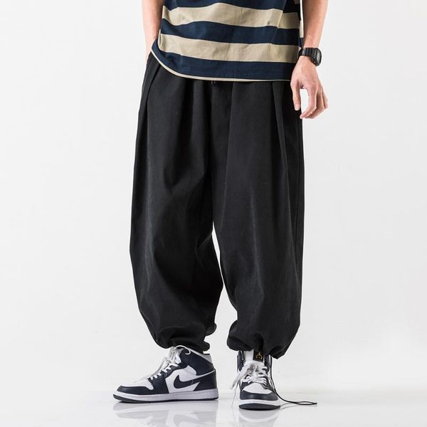 

streetwear casual joggers men 2021 spring harajuk mens harem pants summer baggy ankle-length trousers men's, Black