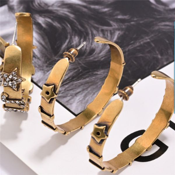 

2020 letter big ear ring female baby's same style zircon earrings fashion exaggerated simple ins earrings, White