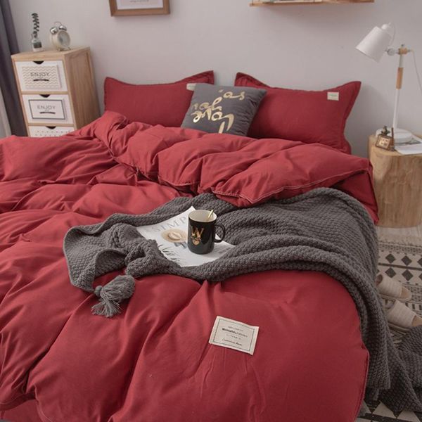 

bedding sets solid color set duvet cover pillow case bed sheet ab side quilt boy kid teen girl linens king